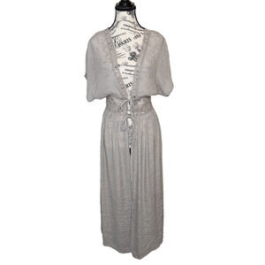 Rebellion Women’s Semi-Sheer Duster/Coverup Small Maxi Gauzy Fabric Ecru